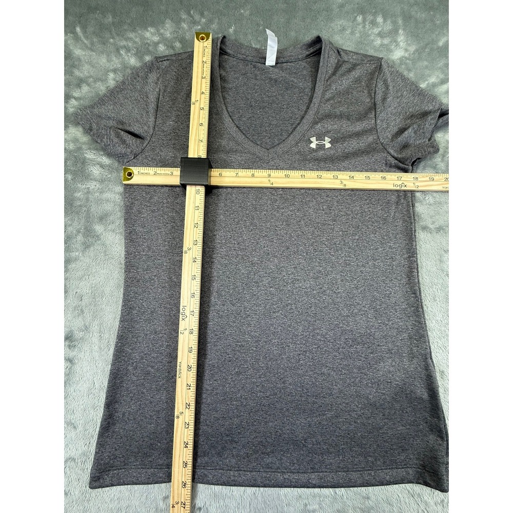 Under Armour Womens HeatGear V-Neck Short Sleeve T-Shirt Gray Heather Small - Picture 3 of 7
